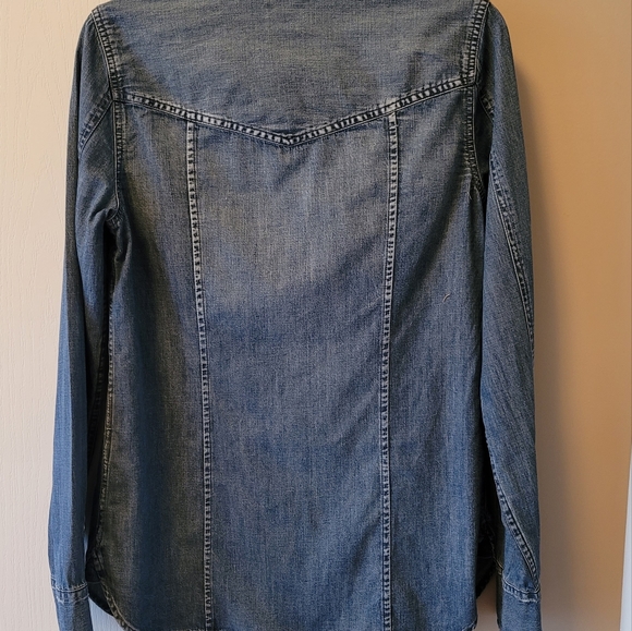 J.Crew Tall Western Pearl Snap Chambray Shirt in Vintage Indigo Item G2533 - Picture 5 of 9